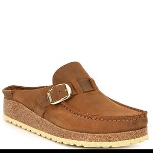 Birkenstock Buckley Oiled Leather Clogs, gold hardware, size 11/42